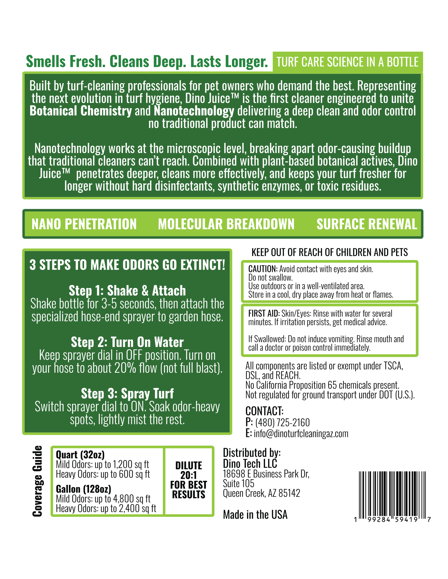 Product label with text and graphics on a white background